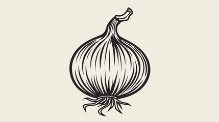 Bulb onion or common onion vegetable line art vector