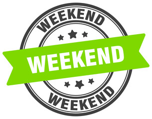 weekend stamp. weekend label on transparent background. round sign
