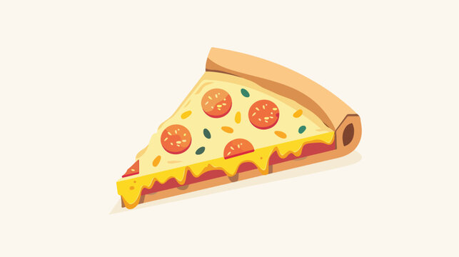 Happy pizza . Tasty pizza icon Flat vector