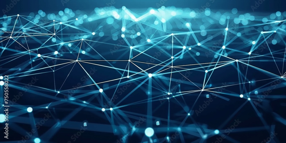Fototapete Digital Connectivity and Network Complexity: An Abstract Representation of Interconnected Data Points, Generative AI