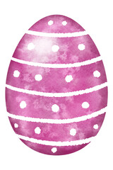 colorful watercolor easter egg with white ornament on white background