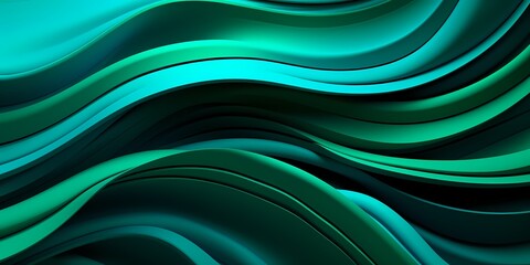 Obraz premium Emerald green and turquoise 3D waves evoking a sense of lush tropical beauty.