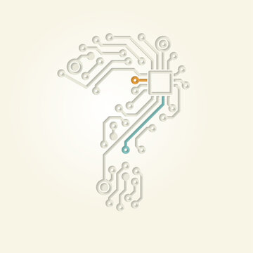 ? (Question Mark) created with electronic conductive tracks - Cut Out Infographic Design