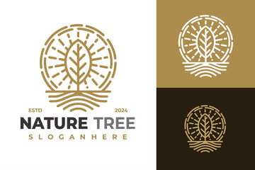 Tree Minimalist Linear Logo design vector symbol icon illustration