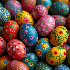 Fototapeta na wymiar View of colorful easter eggs. Easter celebration.