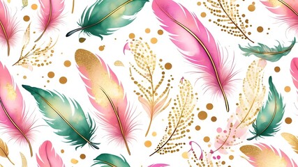 Fototapeta na wymiar pattern with feathers ,Vector illustration of feathers pattern. Floral organic background. Hand drawn feathers texture.