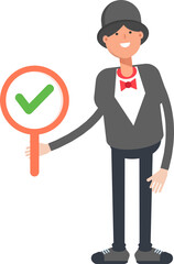 Magician Character Showing Check Mark
