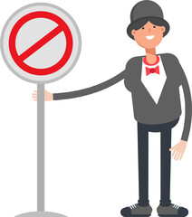 Magician Character and Prohibition Signage
