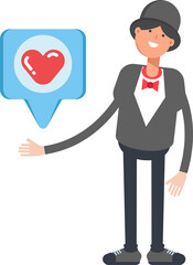 Magician Character and Heart Message
