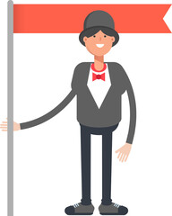 Magician Character Holding Flag Pole
