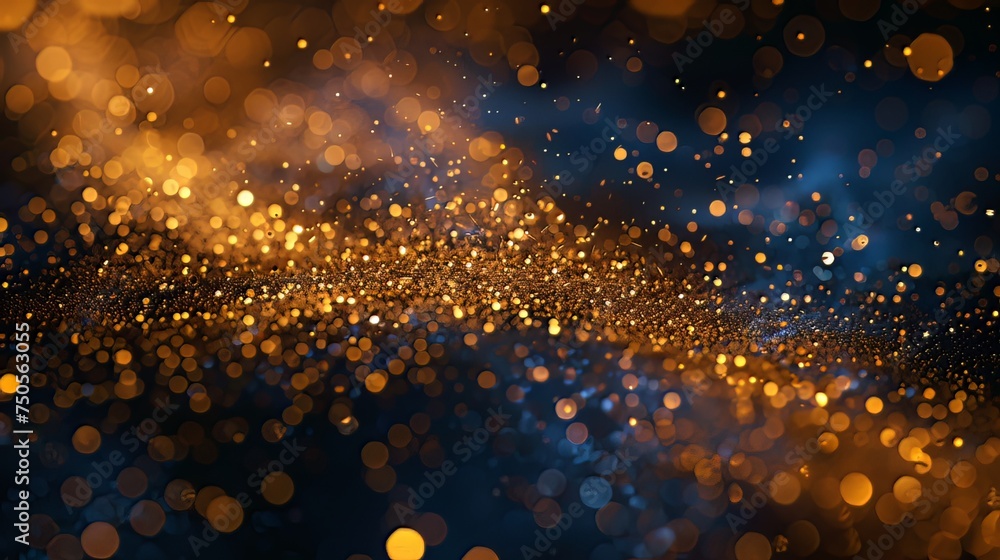 Aufkleber scattered golden particles on a dark background, creating a festive backdrop or a captivating design