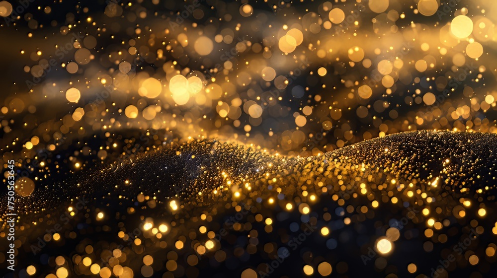Aufkleber scattered golden particles on a dark background, creating a festive backdrop or a captivating design