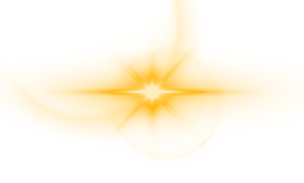 Bright star the transparent shining sun. Vector PNG transparent sun light with special glare light effect. 