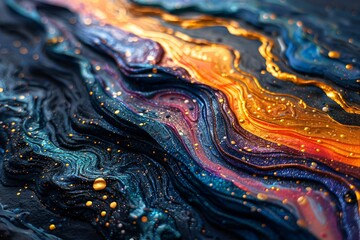 Textured Abstract Fluid Art with Colorful Swirls
