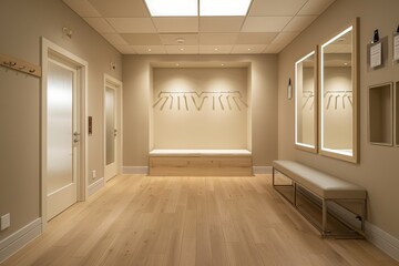 Empty fitting room in a clothing store. Generative AI