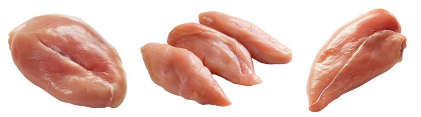 Raw chicken breast or chicken fillet, isolated or white background