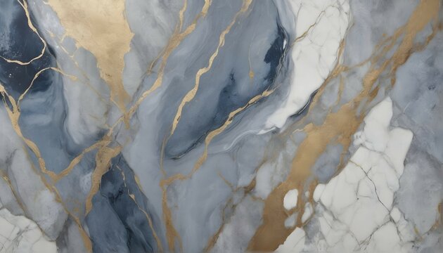 "Experience the luxurious blend of blue and gold in a mesmerizing marble abstract texture, with hints of silver and gray for a touch of elegance."