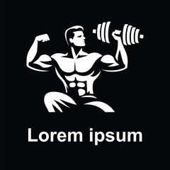 fitness logo or gym logo on white and black  background	