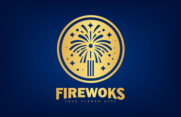 fireworks and stars logo vector design	

