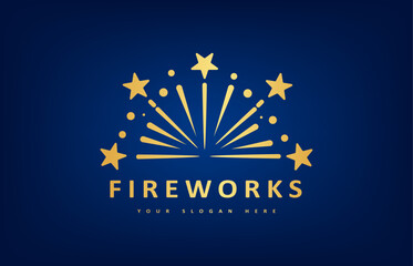 fireworks and stars logo vector design	
