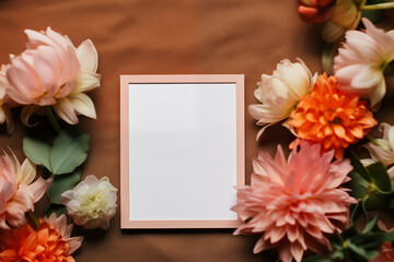 Mockup card birthday, wedding background. Card blank postcard. Mother's Day backdrop. International Women's Day.
