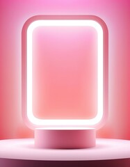 Abstract podium with neon lighting