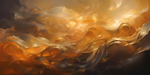 Fotobehang Waves of molten gold and shimmering silver cascade across the canvas, casting a radiant glow that illuminates the illustration with a sense of opulence and luxury. © NUSRAT ART