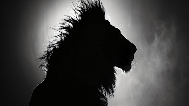 Jungle lion studio silhouette photo black white vin