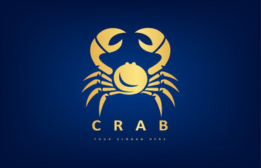 Crab logo vector. Underwater animal.