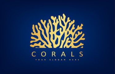 Sea corals logo. Underwater life vector.