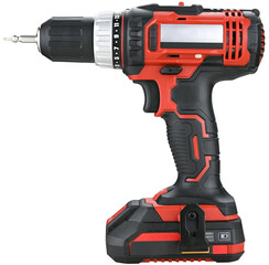 Cordless Power Drill, Rechargeable Electric Screwdriver isolated on a white background.