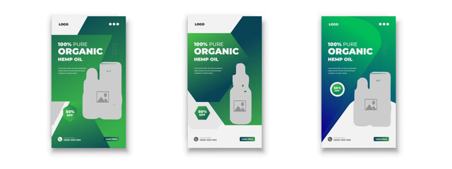 CBD & Hemp Offer Highlights Instagram Stories Advertisement Clean baground smooth or Cannabis Sale color bundle Template