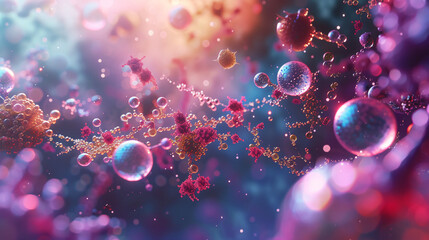 Molecules and biology biological concept 3d rendering - obrazy, fototapety, plakaty