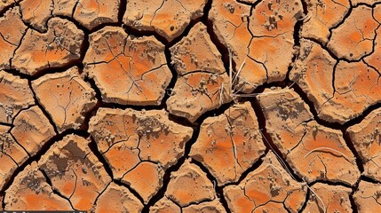 Close-up of dry, cracked soil texture in a barren landscape.