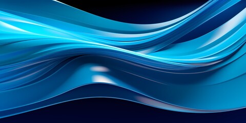 Electric blue and cyan 3D waves pulsing with energy and vitality. - obrazy, fototapety, plakaty