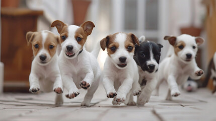 Playing Jack Russel terrier puppies - obrazy, fototapety, plakaty