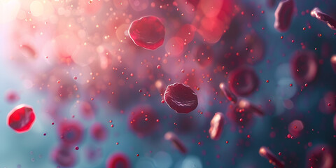 red blood cells flowing through vein, Rubyhued cells circulating within the human system An excess of blood cells Wafting unrestrained
