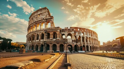 One of the most popular travel place in world - Roman Coliseum. - obrazy, fototapety, plakaty