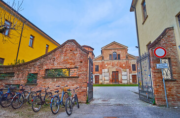 The gate of San Lorenzo Church, Cremona, Italy