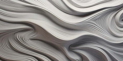 Subtle grayscale waves in a sophisticated 3D arrangement, exuding elegance.