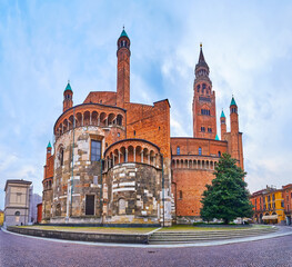 Cremona Cathedral from Largo Boccaccino, Italy