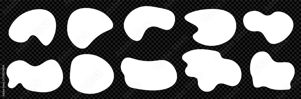 Poster a set of white abstract onganic rounded liquid blob shapes. vector contemporary round illustration. 
