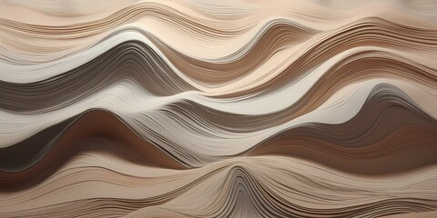 Obraz premium Subdued earth tones forming subtle 3D waves, exuding a sense of tranquility.