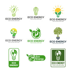 Set sustainable ecological energy icon, creative lamp, light bulb nature, plant in the bulb vector isolated illustration