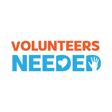 volunteers needed banner on white background for flyer design. Vector illustration in style