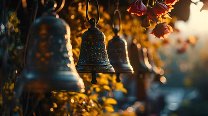 Store enrouleur occultant sans perçage Manaslu The church bell, hanging high in the bell tower, tolling to call worshipers to service. Generative Ai.christmas bell