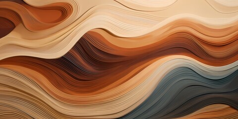 Subdued earth tones forming subtle 3D waves, exuding a sense of tranquility. - obrazy, fototapety, plakaty
