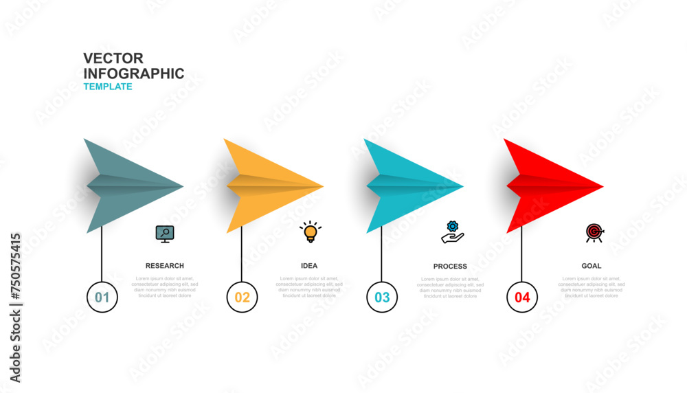 Poster modern template infographic vector element with 4 step layout suitable for web presentation and busi