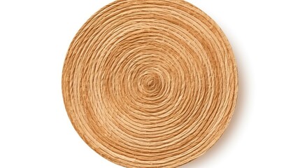 straw carpet round decor isolated on white background. Details of modern boho, bohemian, scandinavian style. eco design interior.


