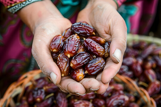 hands of a person holding a fresh dates